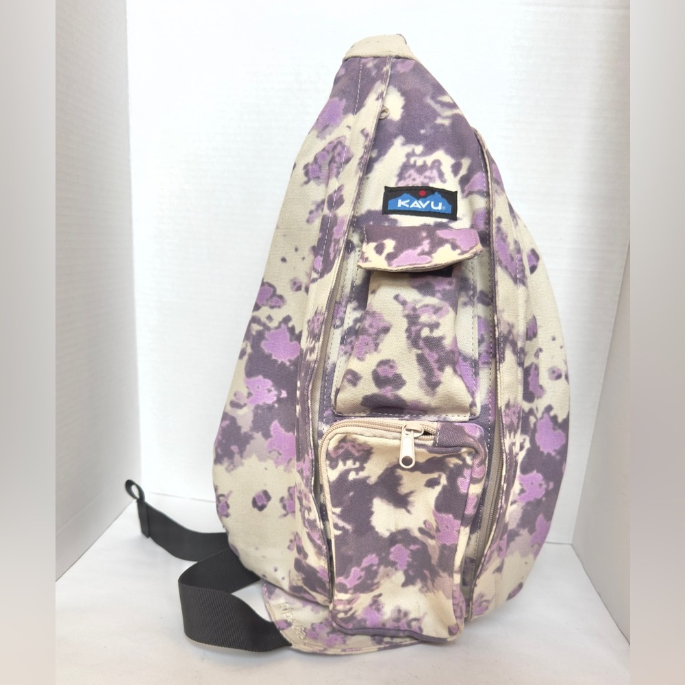 Purple and Cream Kavu Rope Bag Sling Backpack